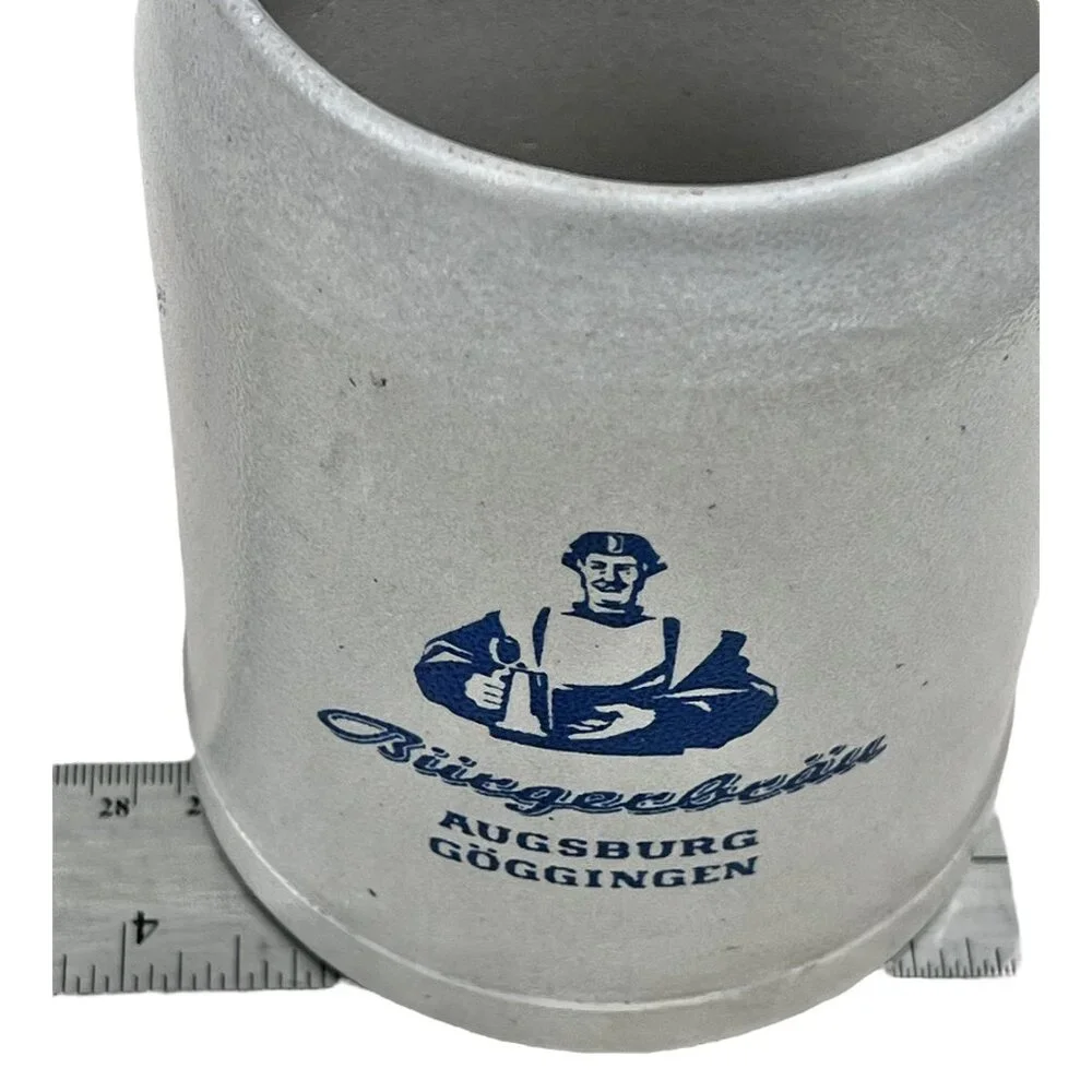 Vintage Bürgerbräu Augsburg Göggingen Stoneware Beer Mug Tankard With Handle 0.5